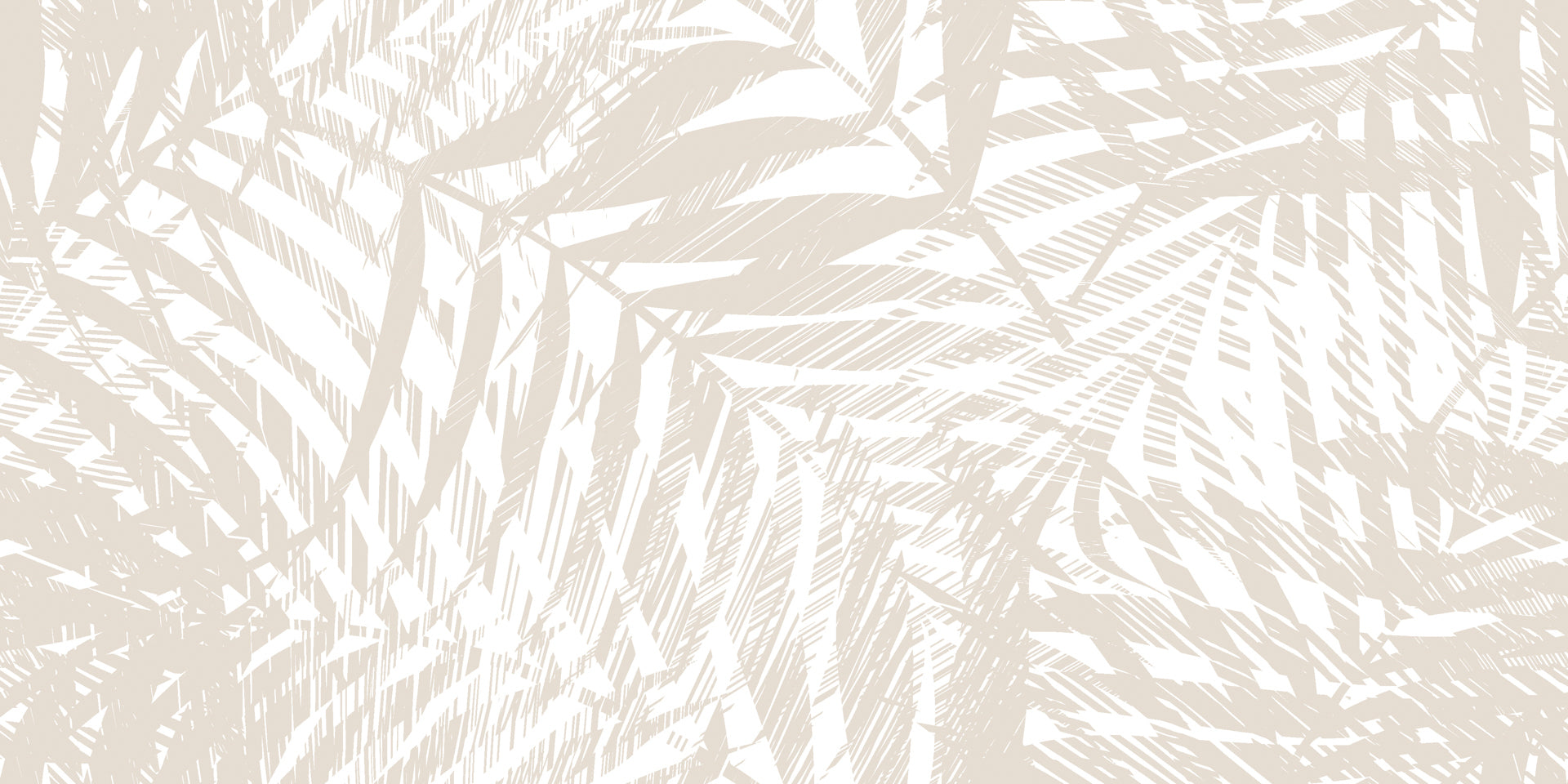 Neutral abstract palm wallpaper with layered hand-drawn frond linework creating a soft, textured pattern.