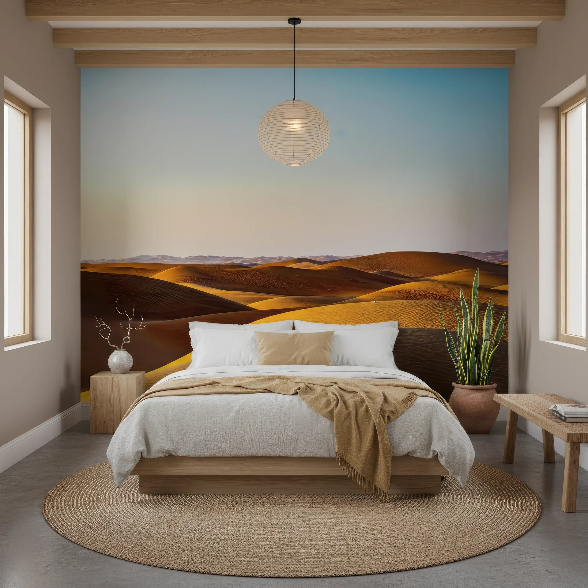 Rich golden tones of desert dunes and formations peel and stick