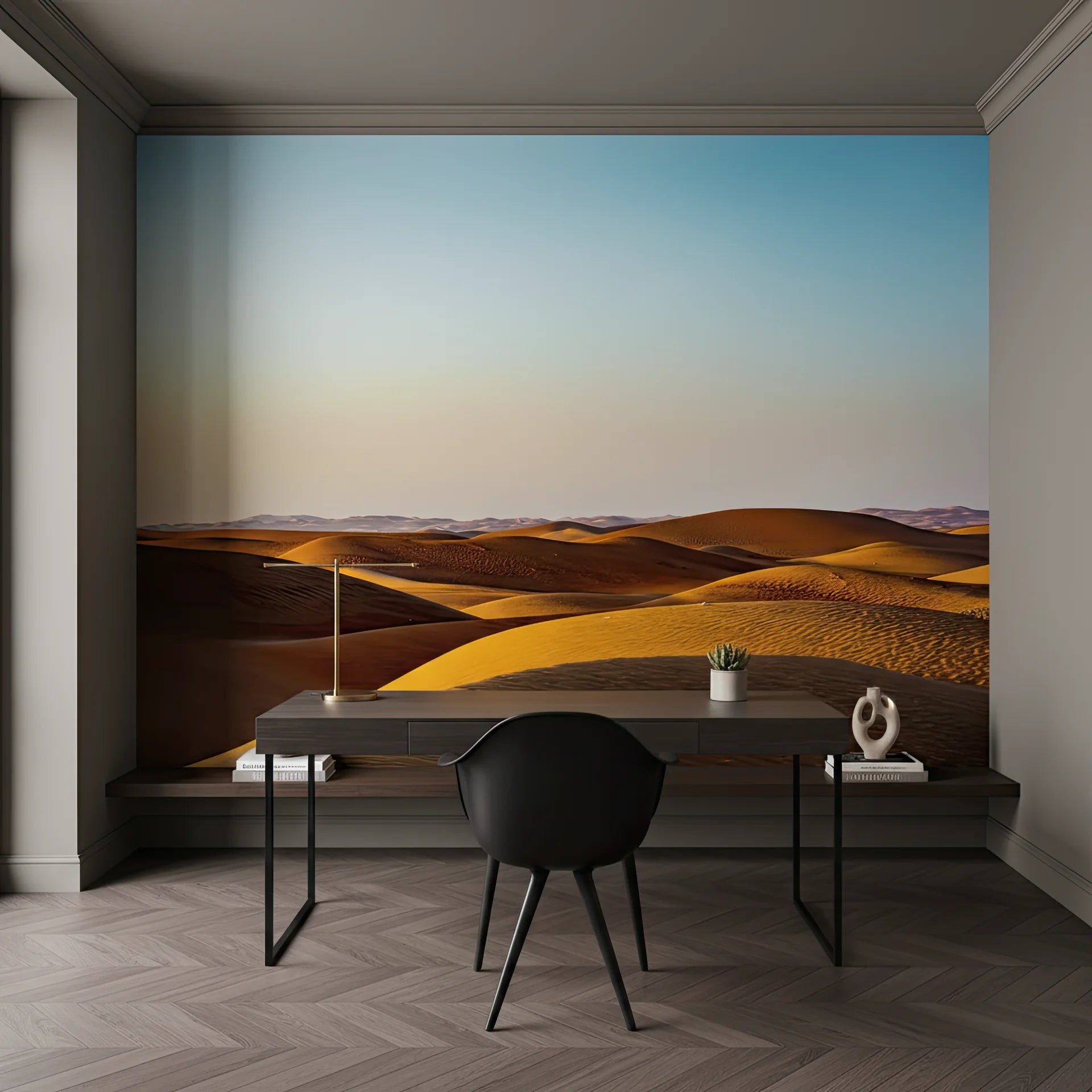 Warm desert light highlighting golden sand patterns removable wall mural
