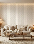 Linen-like neutral geometric peel and stick wallpaper - Desert Loom