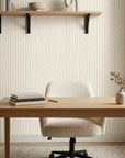 Desert Loom neutral geometric peel and stick wallpaper adding character to a cozy bedroom