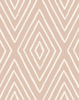 Neutral diamond wallpaper with hand-drawn white linework forming a repeating geometric pattern on a soft beige background.