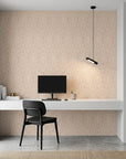 Diamond Echo tribal diamond wallpaper as a feature wall in a bright home office