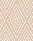 A muted wall covering featuring a continuous geometric diamond design made of white freehand linework against a light tan base