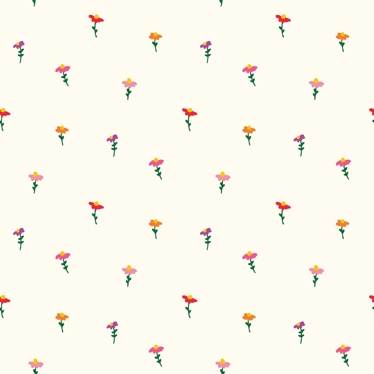 Ditsy Delight cream colorful tiny flower wallpaper