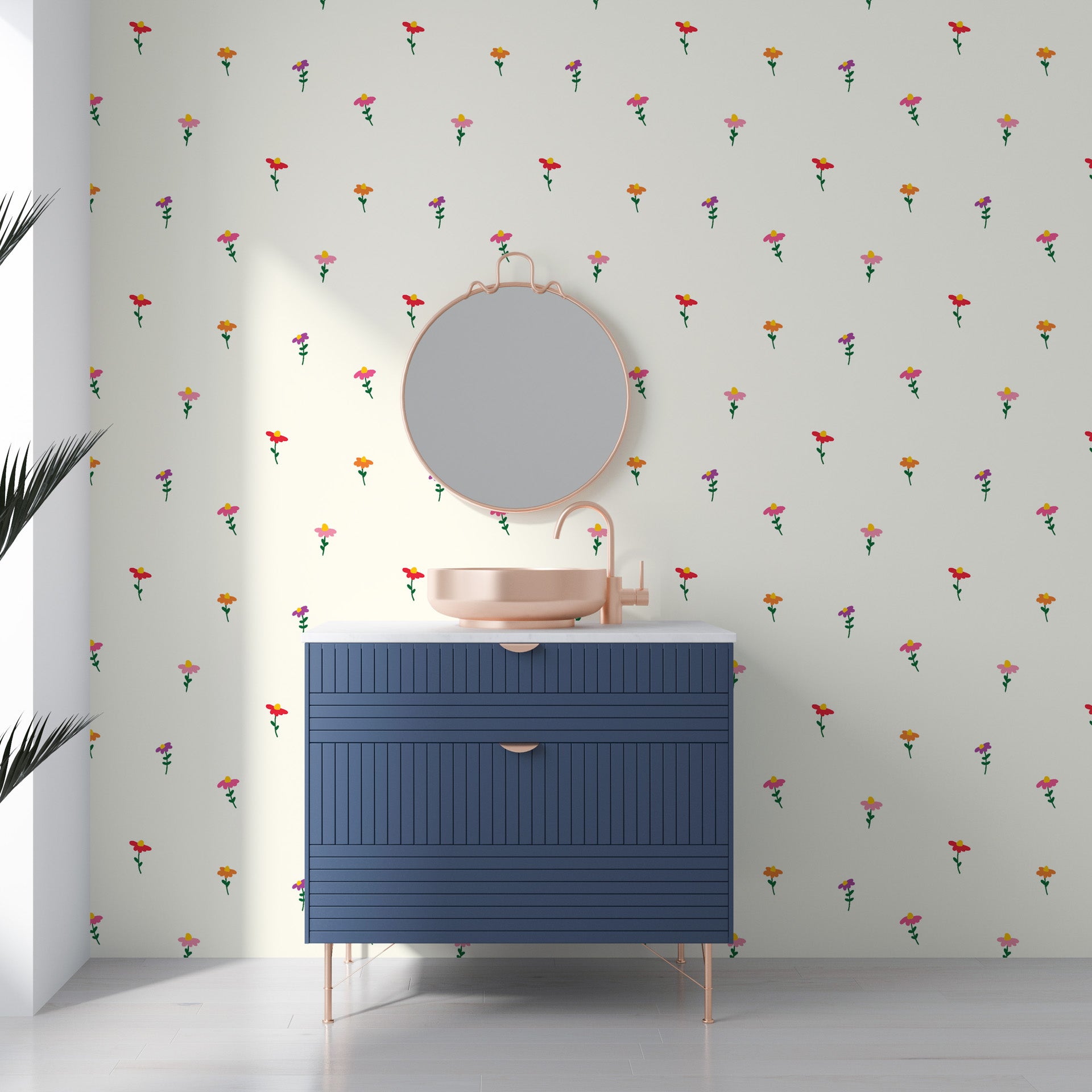 Petite botanical garden pattern peel and stick floral wallpaper - Ditsy Delight