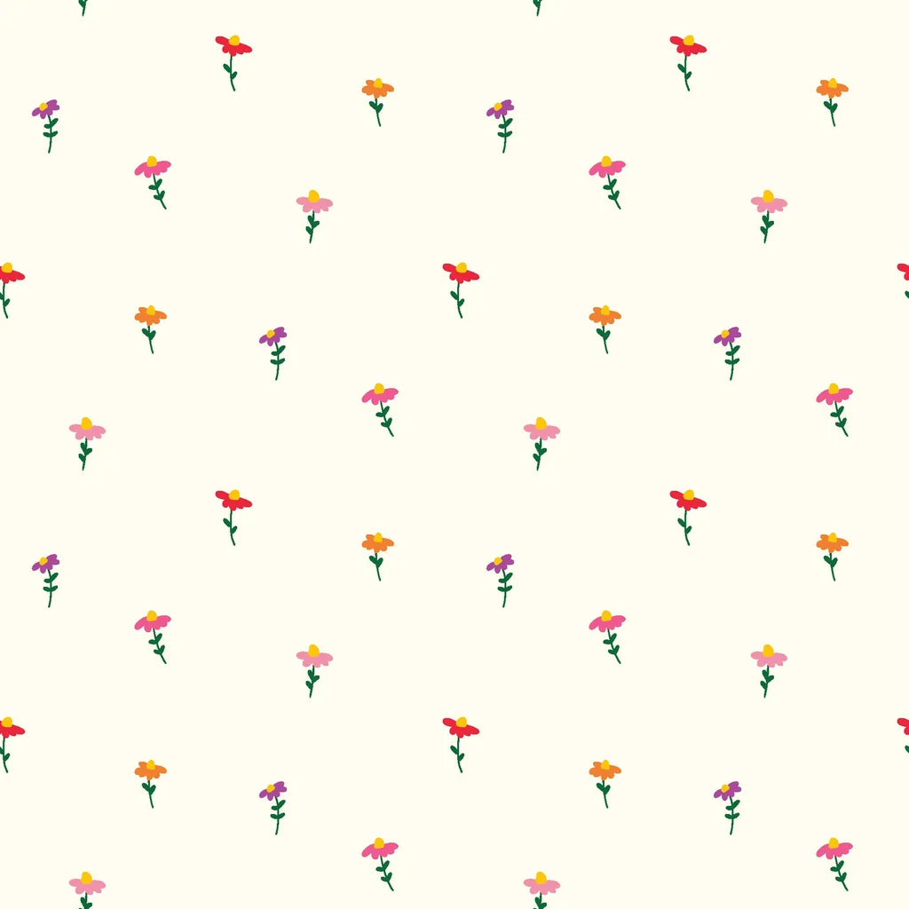 Tiny colorful wildflower ditsy floral peel and stick wallpaper - Ditsy Delight