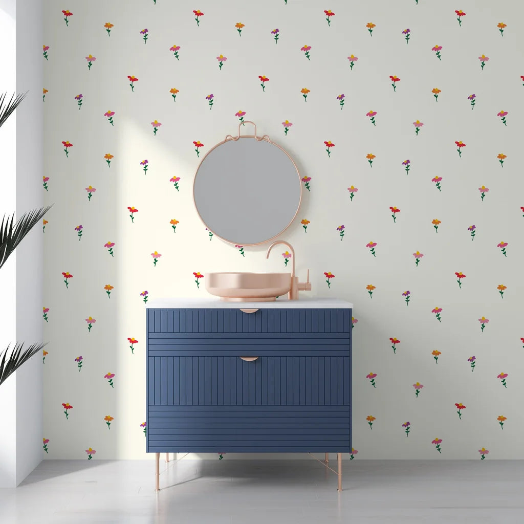 Petite botanical garden pattern peel and stick floral wallpaper - Ditsy Delight