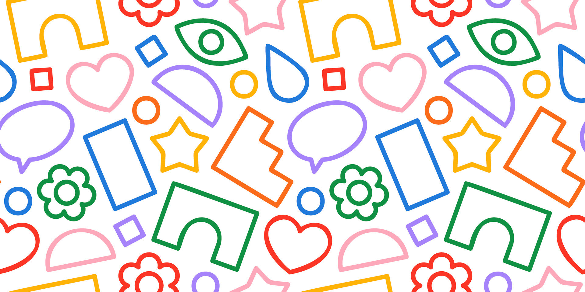 Colorful geometric outline shape novelty peel and stick wallpaper - Doodle Bloom