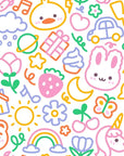 Doodle Dreams white kawaii cartoon character wallpaper