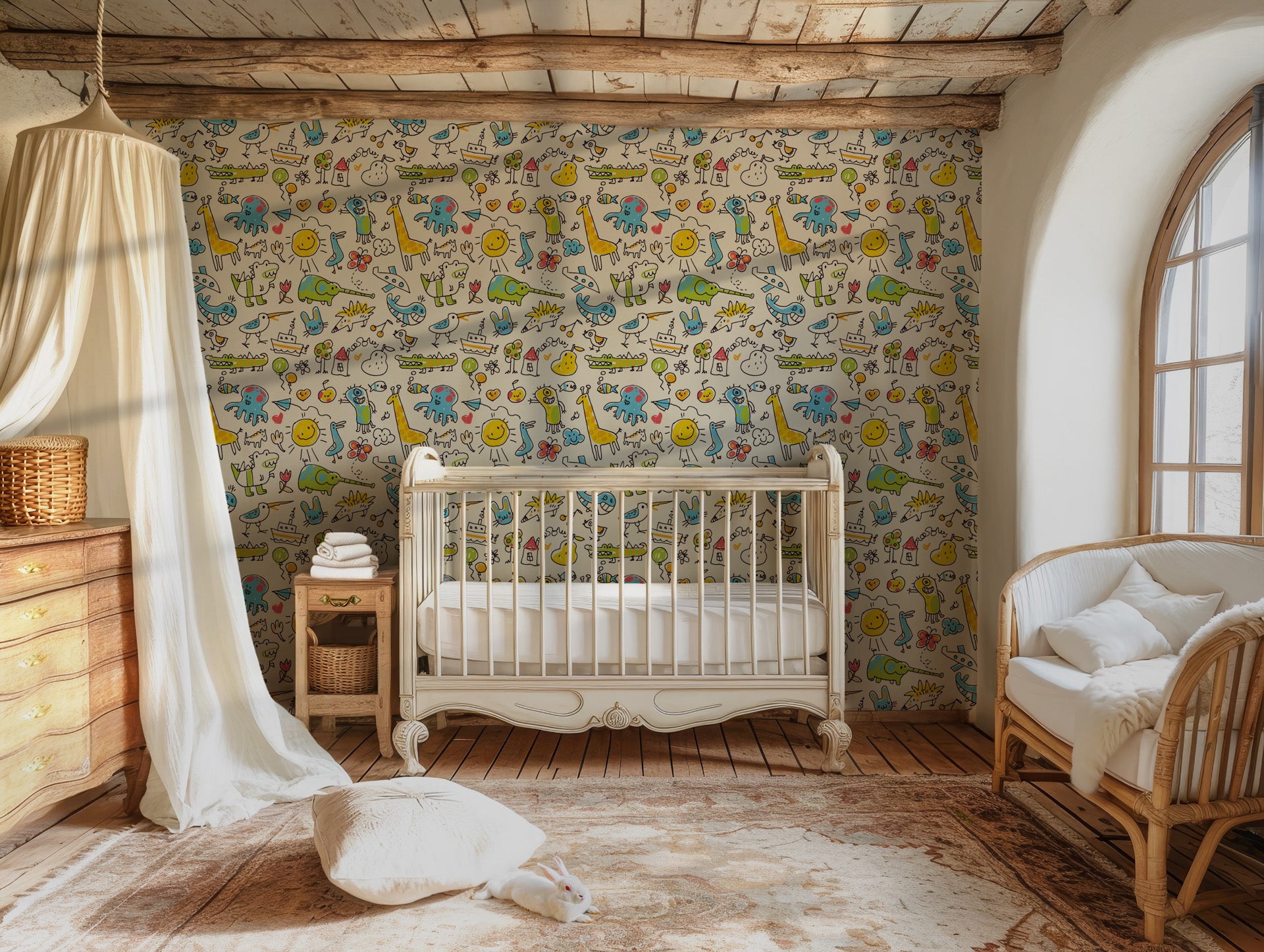 Imaginative sketches covering a decorative wall print