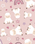Matte mauve sheep and rainbow nursery peel and stick wallpaper -Dream Fields