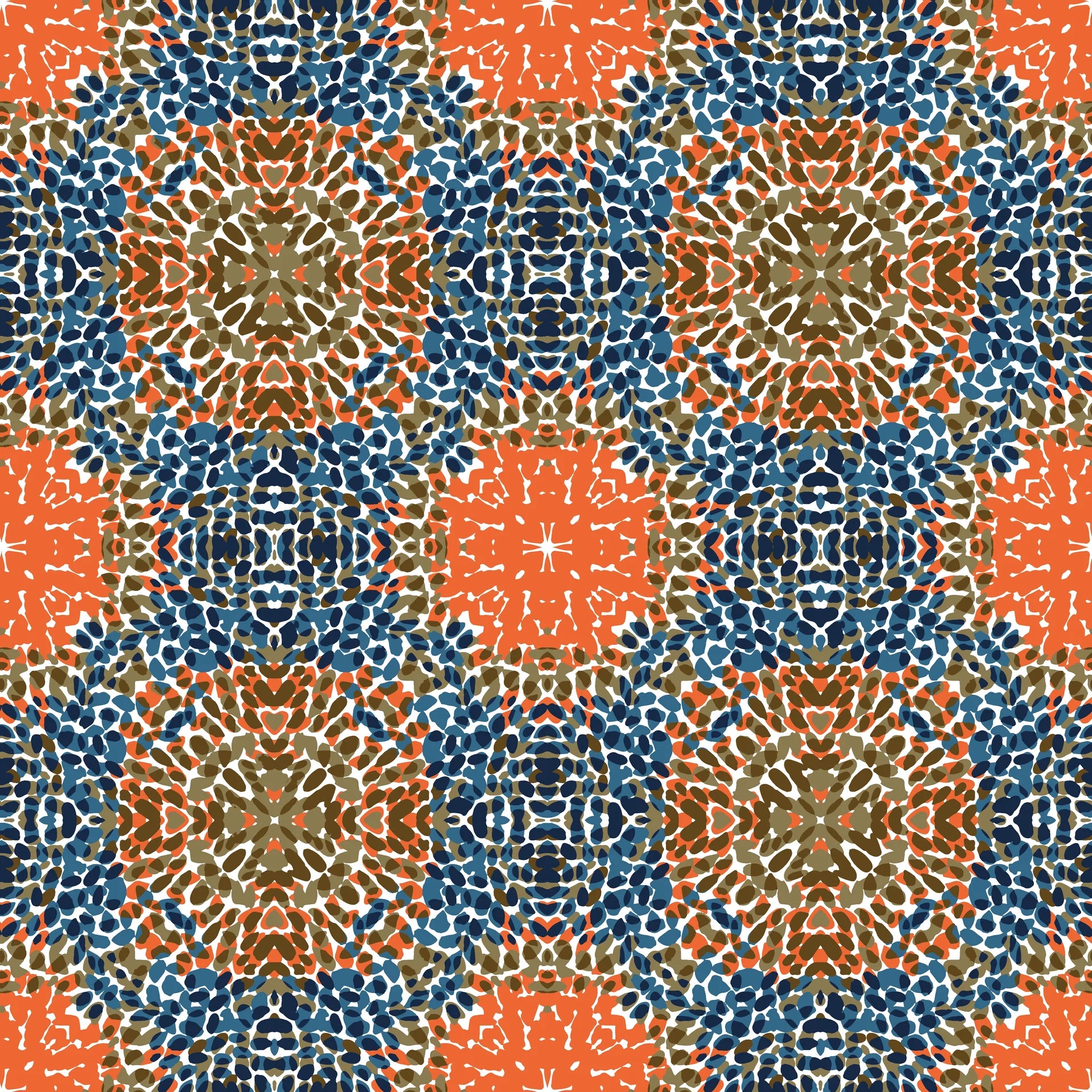 Smooth abstract blue and orange pebble pattern peel and stick wallpaper - Drift & Scatter