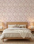 Dusky Stem pink and taupe floral wallpaper adding character to a cozy bedroom