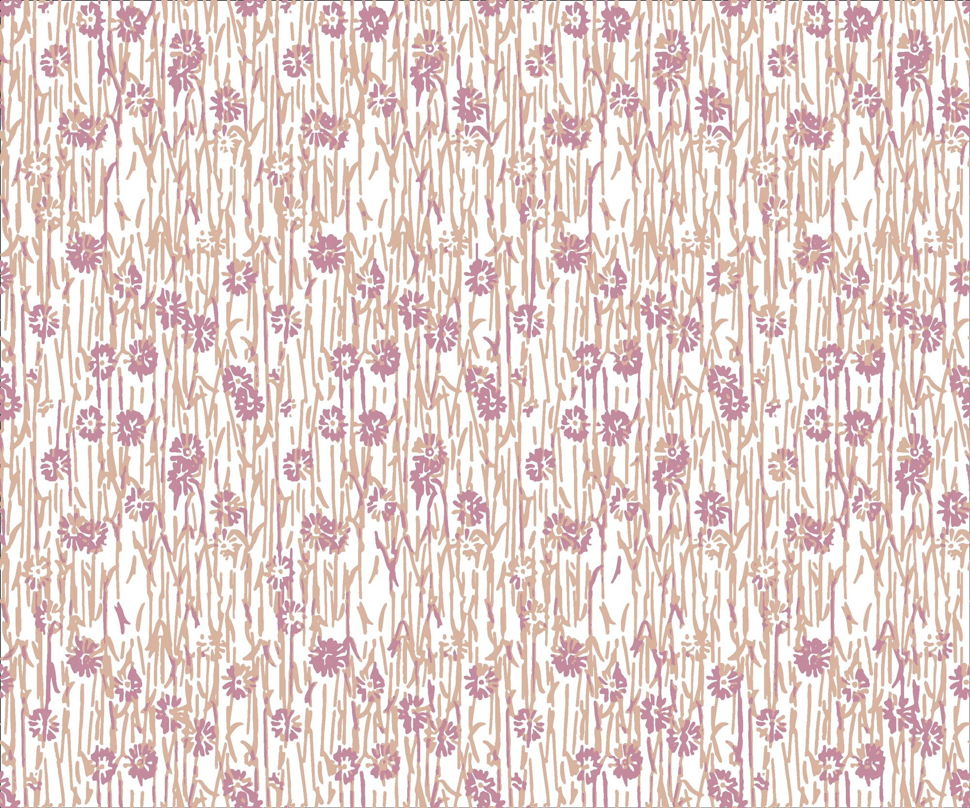 Dusky Stem pink and taupe floral wallpaper