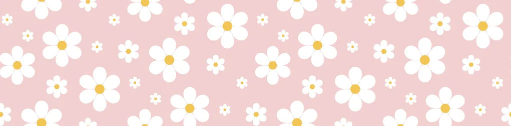 Smooth pink and white daisy floral peel and stick wallpaper - Dusky Bloom