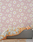 Delicate blush and white daisy floral print with a matte finish - Dusky Bloom