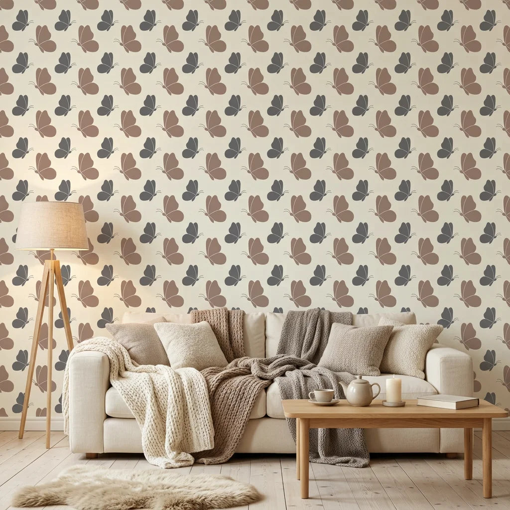 Dust &amp; Wing dusty rose butterfly in a warm and inviting living room