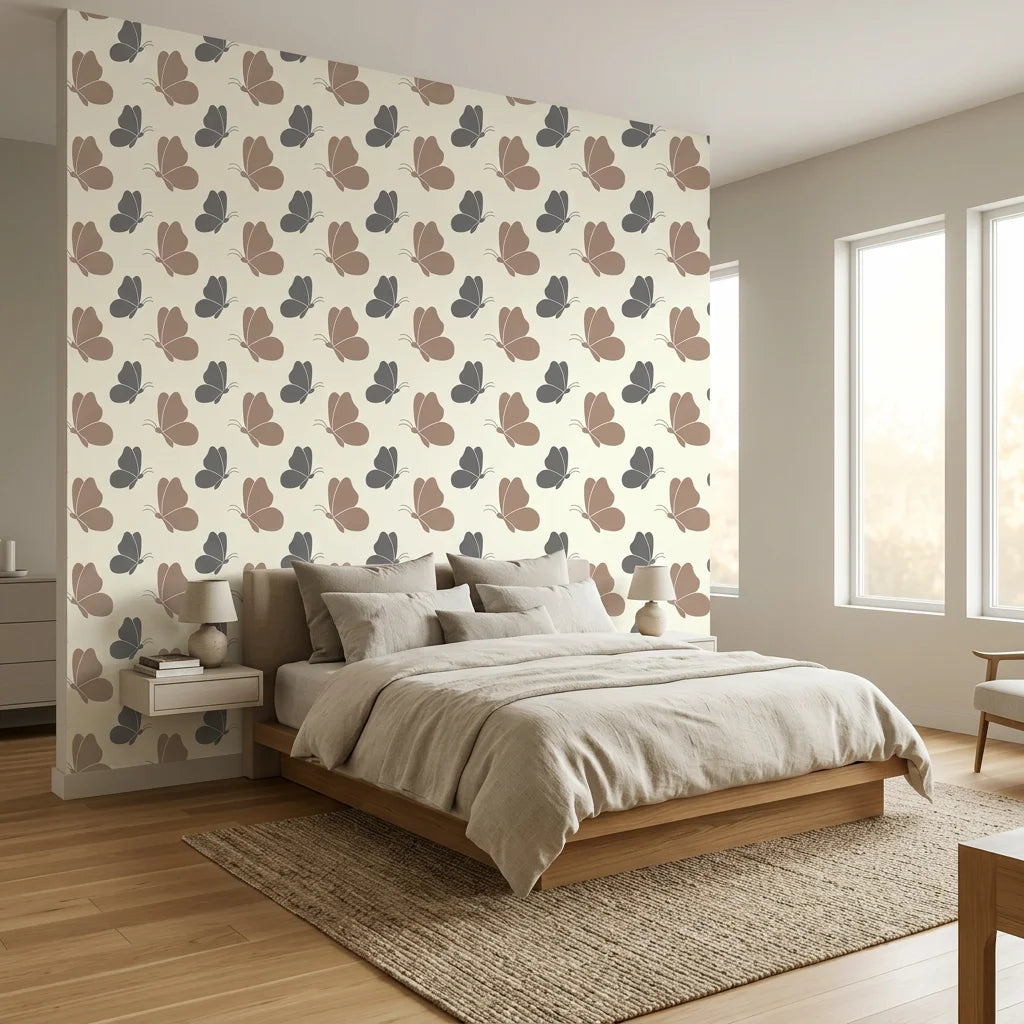 Dust &amp; Wing dusty rose butterfly adding character to a cozy bedroom