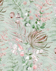 Textured peel and stick wallpaper with sage green botanical florals - Dusty Meadow