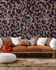 Earthy Echoes: Self-adhesive wall covering featuring an abstract pink and green leopard pattern