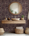 Green and pink abstract leopard print self-adhesive wall covering, Earthy Echoes collection