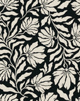 Ebony Garden black and cream floral silhouette wallpaper