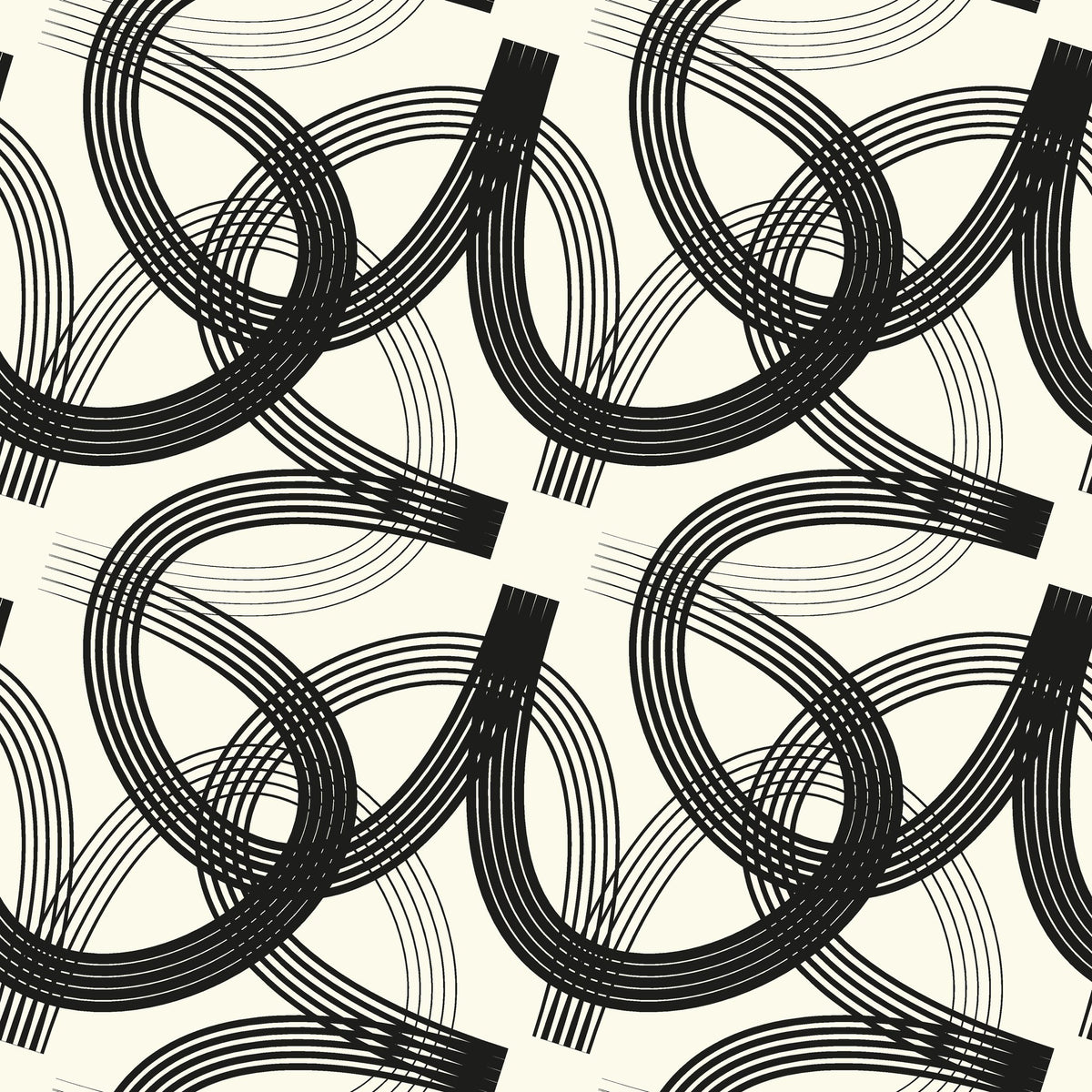Echo Bound Black white abstract curved line wallpaper