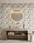 Eden Bloom paradise flower wallpaper creating ambiance in a serene bathroom