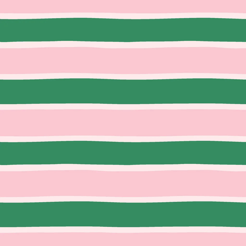 Ember Blush pink and green horizontal stripe wallpaper