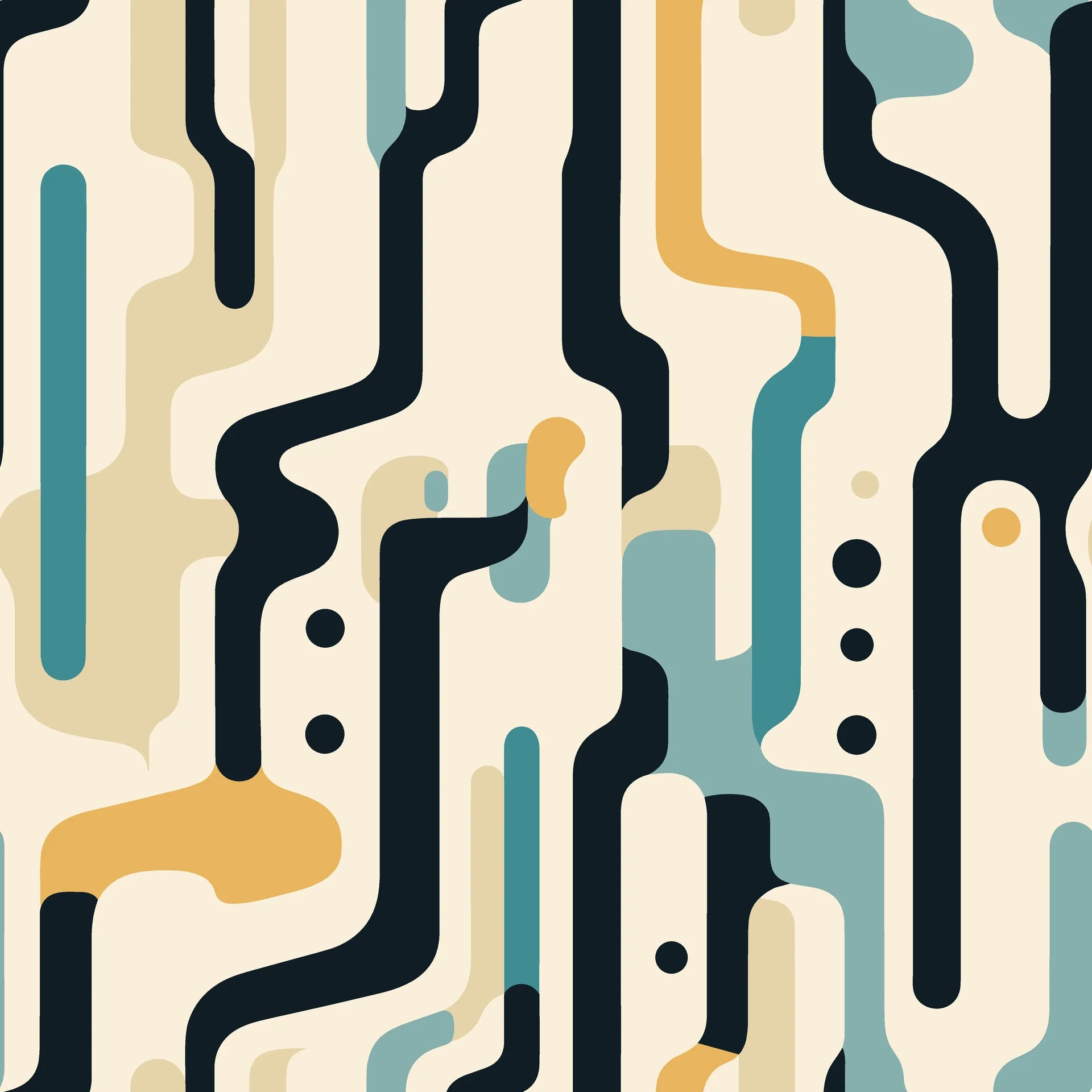 Smooth abstract navy teal and ochre peel and stick wallpaper - Ember Current