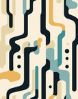 Smooth abstract navy teal and ochre peel and stick wallpaper - Ember Current