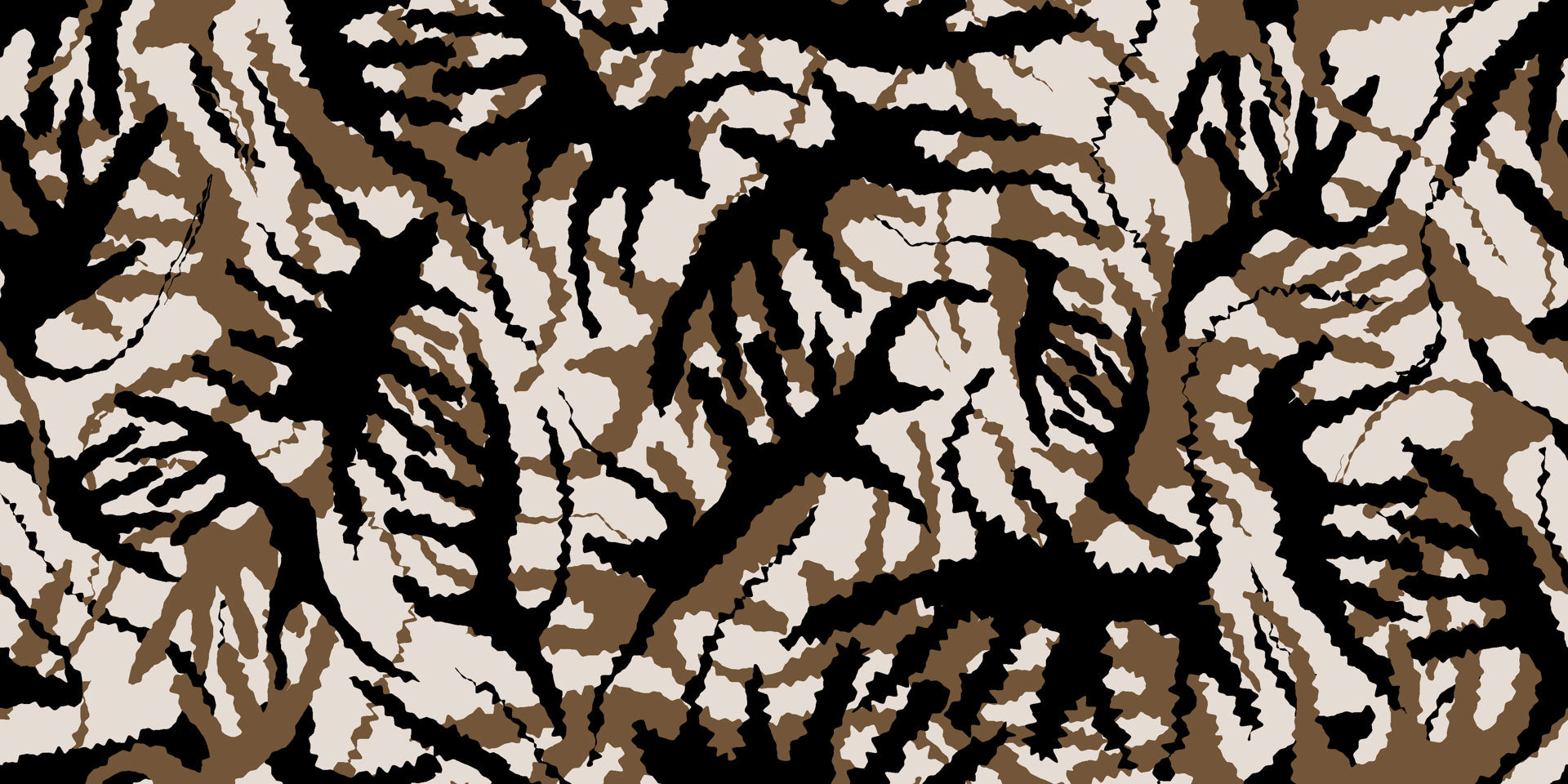 Self-adhesive wallpaper featuring an abstract design of brown and black organic striations