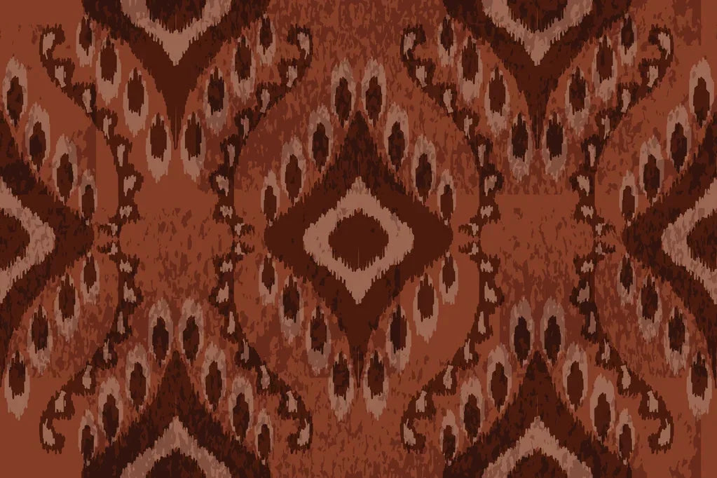 Ember Wings rust brown tribal ikat geometric wallpaper