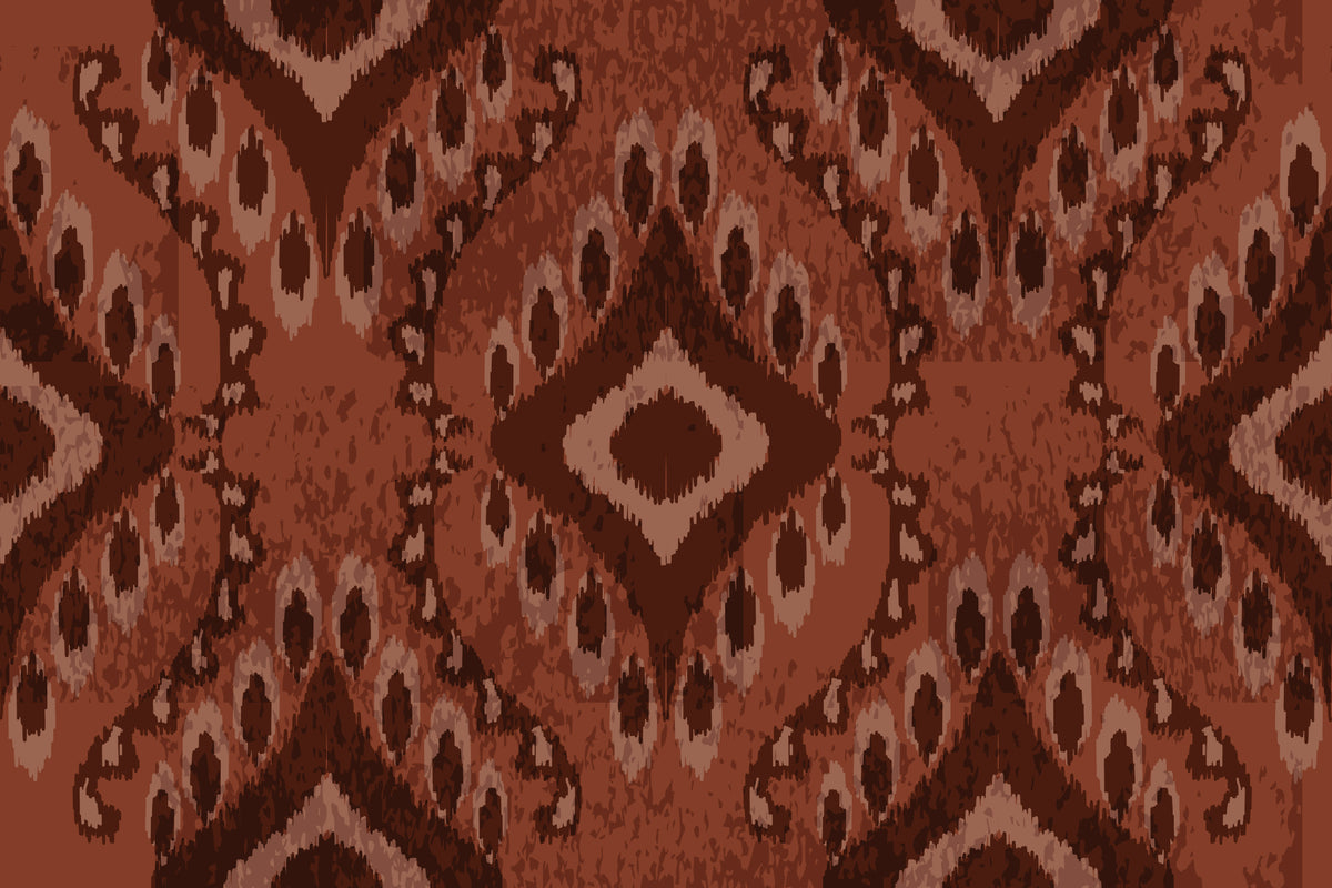 Ember Wings rust brown tribal ikat geometric wallpaper