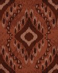 Traditional geometric Ikat wallpaper, featuring rust brown and beige tones, available as peel and stick
