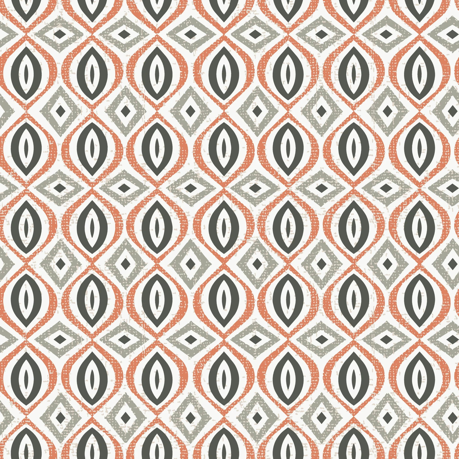 Textured coral and charcoal geometric peel and stick wallpaper - Ember & Iron