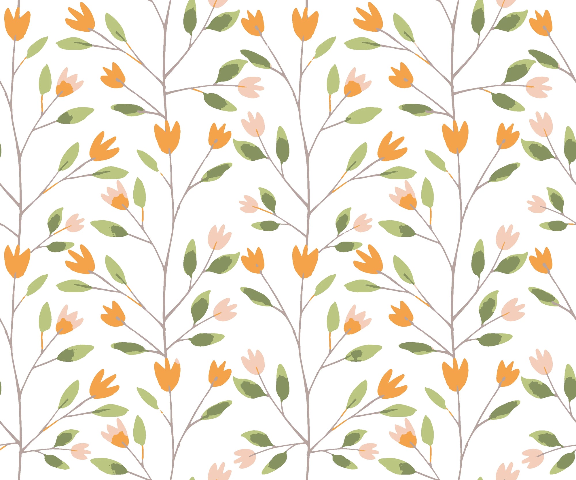 Ember & Leaf orange floral peel and stick wallpaper