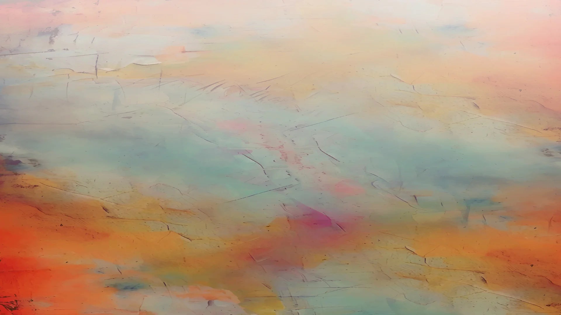 Embers & Mist warm sunset abstract wallpaper creating ambiance in a serene bathroom