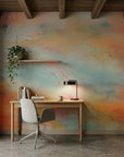 Embers & Mist warm sunset abstract wallpaper adding character to a cozy bedroom