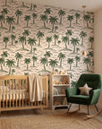 Emerald Breeze green grass wallpaper adding character to a cozy bedroom