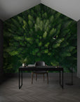 Layered emerald landscape with dimension and visual depth removable wall mural