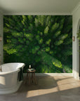 Deep green complexity in layered vegetation and terrain peel and stick wallpaper
