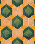 Emerald Hive bold green and gold geometric hexagon wallpaper
