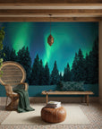Dark emerald richness creating dramatic nighttime scene peel and stick wallpaper