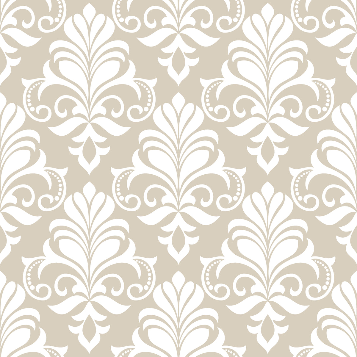 Ethereal Flowers elegant beige damask wallpaper