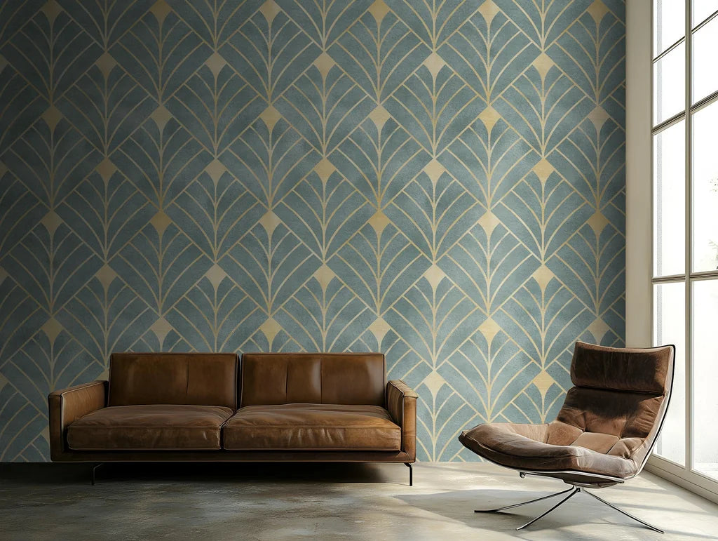 Geometric-patterned wallpaper, a modern design perfect for refined feature walls