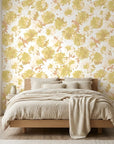 Faded Blooms vintage floral peel and stick wallpaper adding character to a cozy bedroom