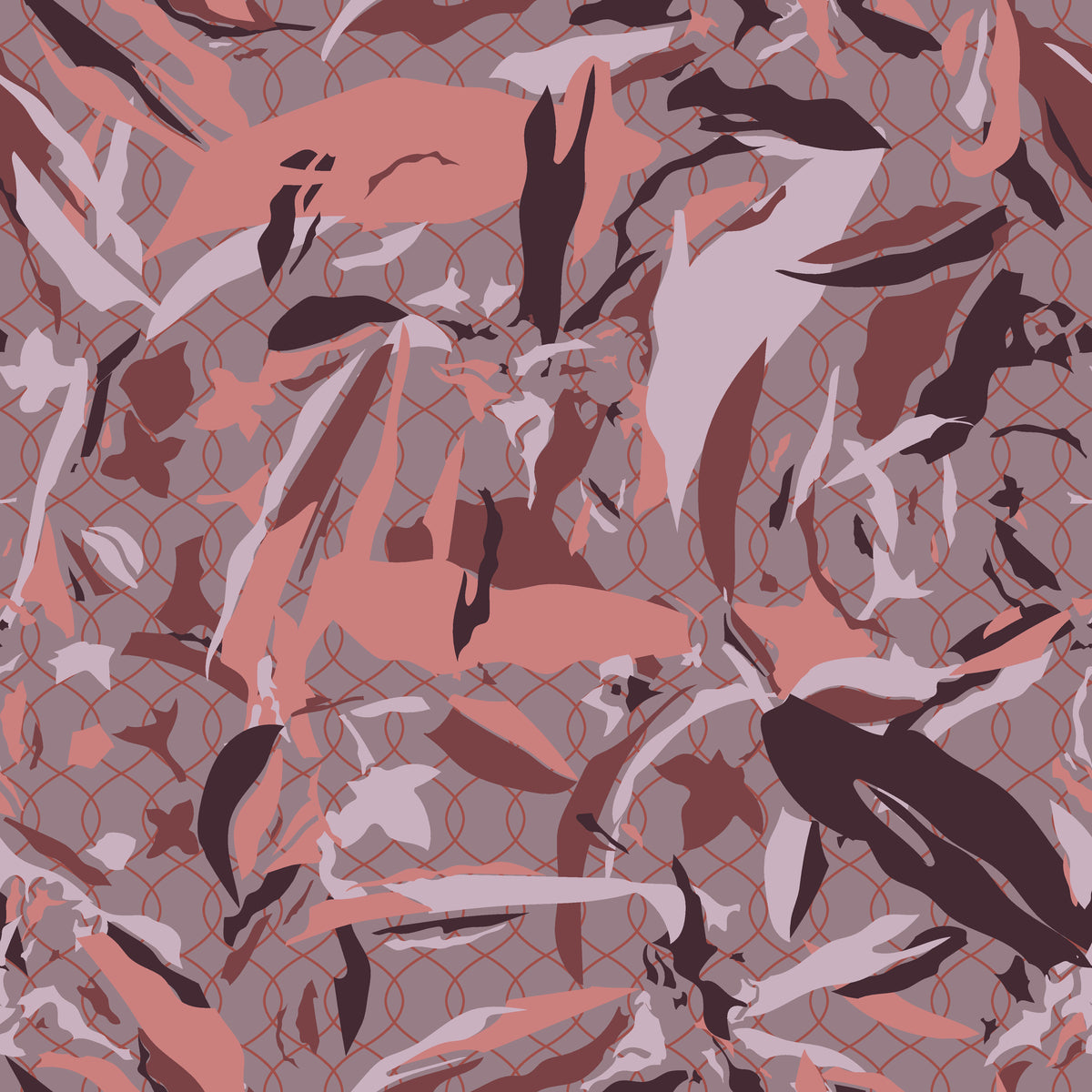 Faded Lattice dusty pink and purple abstract camouflage wallpaper