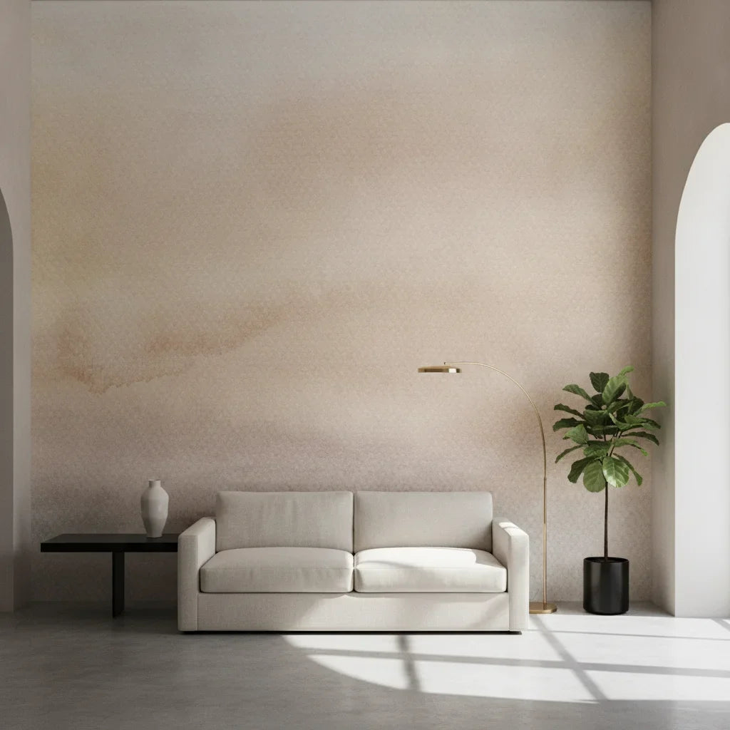 Faded Bloom soft blush watercolor adding character to a cozy bedroom